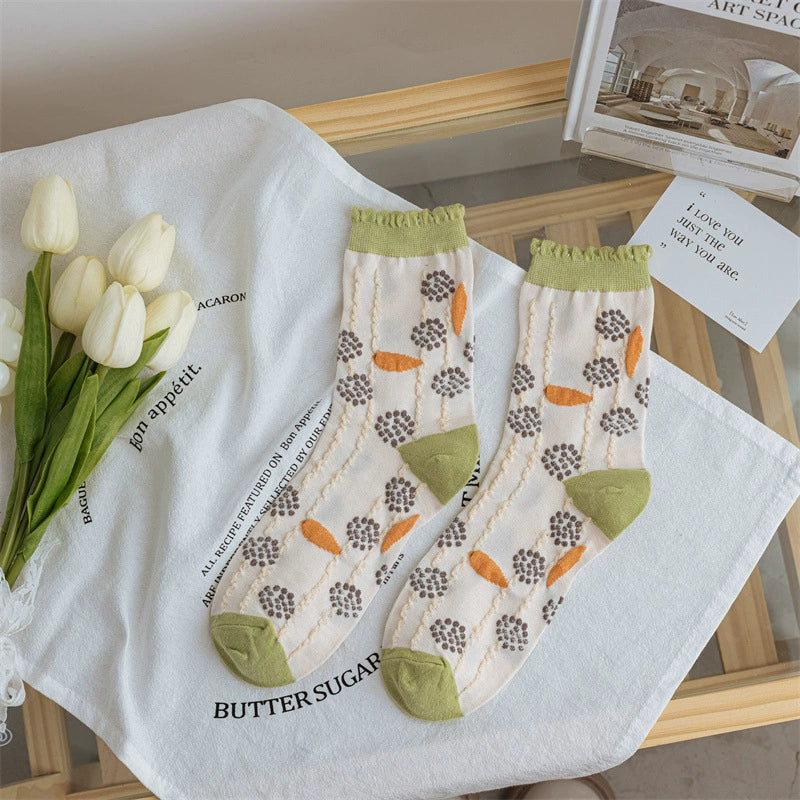 Flowers cotton Korean socks