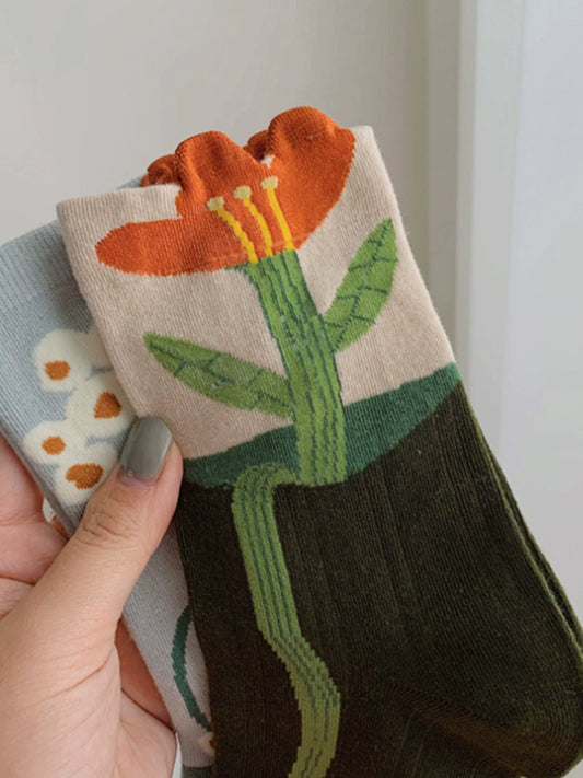 Flowers cotton Korean socks