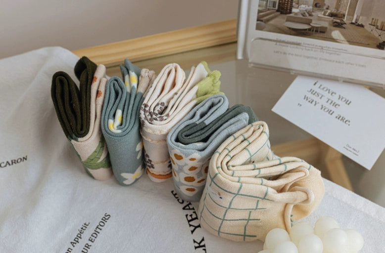 Flowers cotton Korean socks