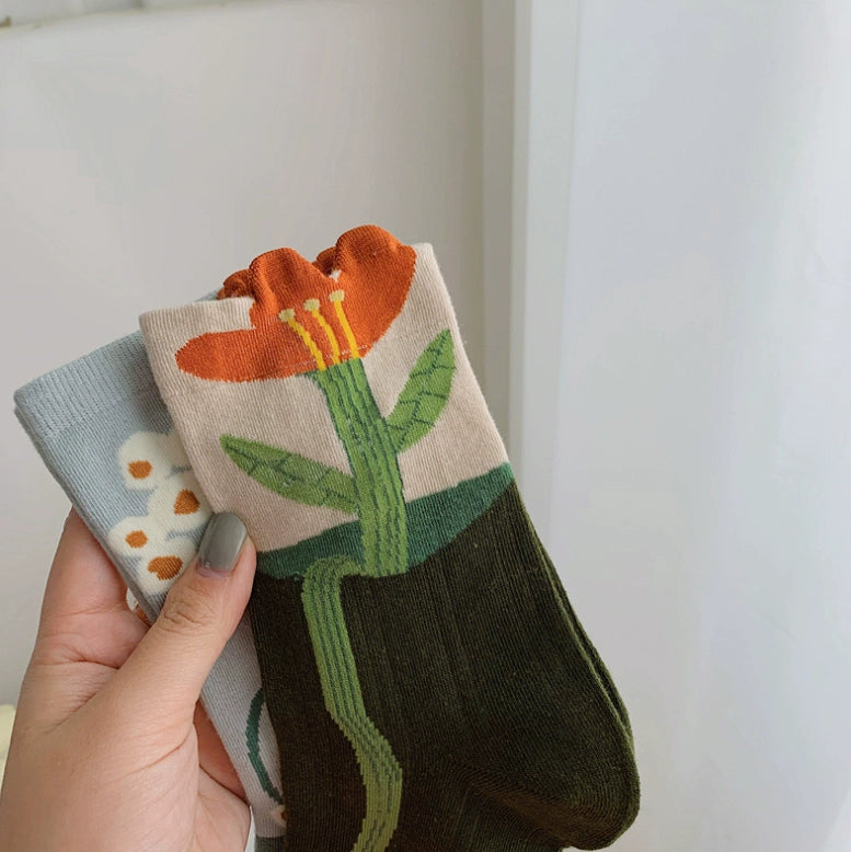 Flowers cotton Korean socks