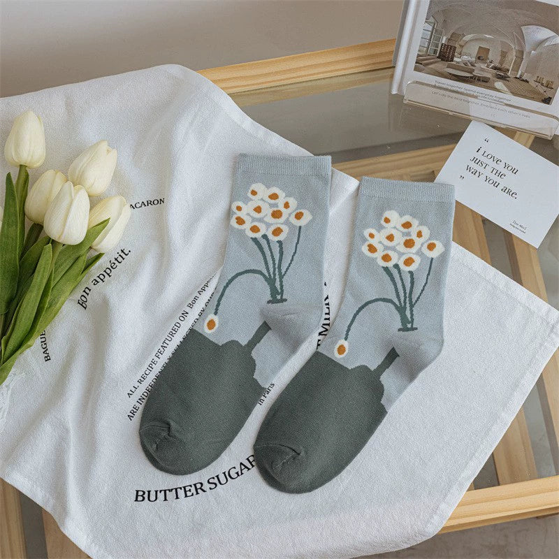 Flowers cotton Korean socks