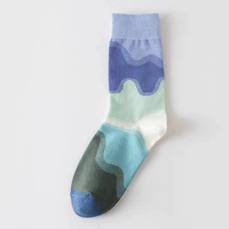 Gradient socks, Korean niche design, cotton socks, personalized oil paintings, Internet celebrity ins, trendy and versatile men's and women's socks