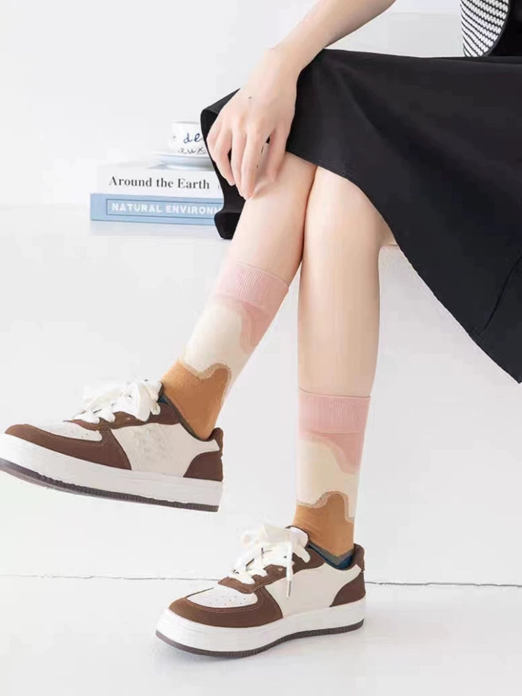 Gradient socks, Korean niche design, cotton socks, personalized oil paintings, Internet celebrity ins, trendy and versatile men's and women's socks
