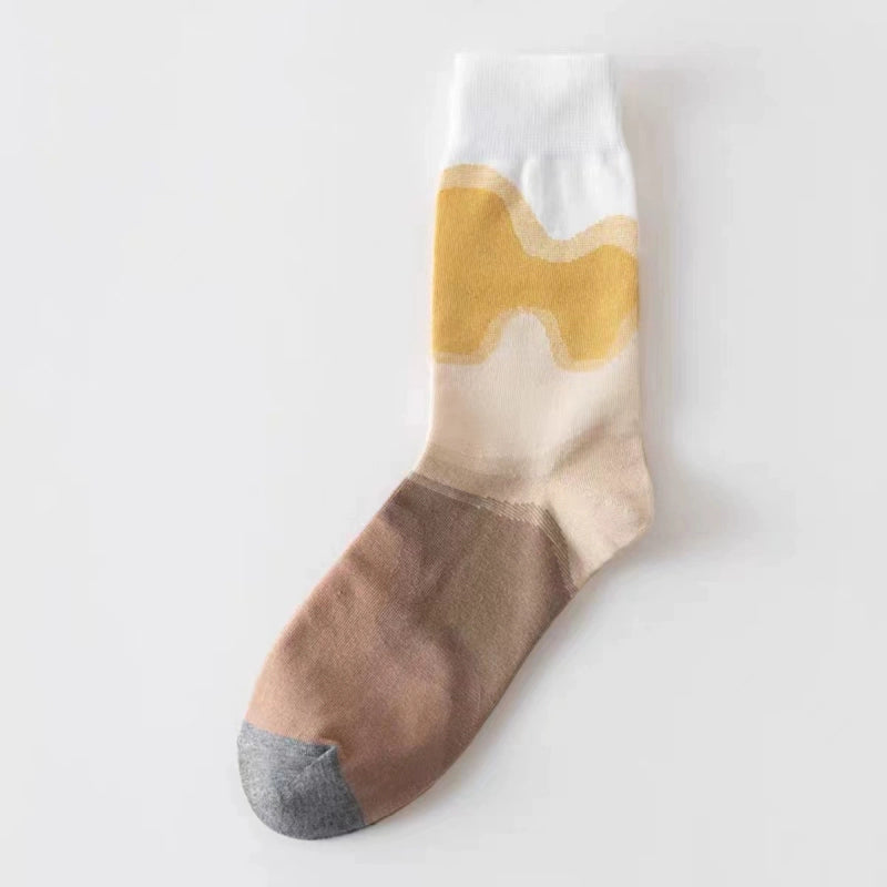 Gradient socks, Korean niche design, cotton socks, personalized oil paintings, Internet celebrity ins, trendy and versatile men's and women's socks